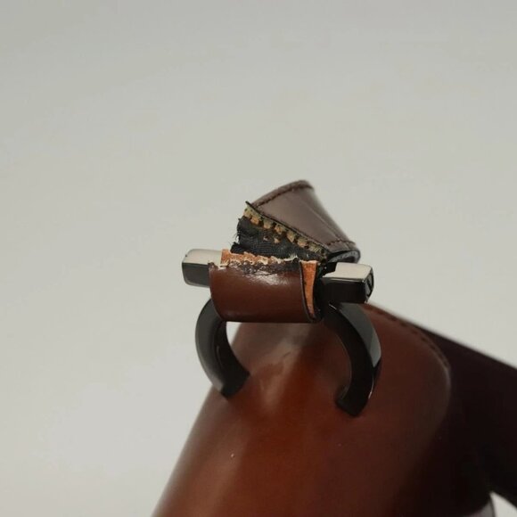 Salvatore Ferragamo Gancini Shoulder Bag Leather Brown Auth - Picture 6 of 16